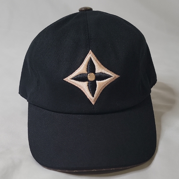 Louis Vuitton Accessories - Louis Vuitton Black Cap with Gold Emblem